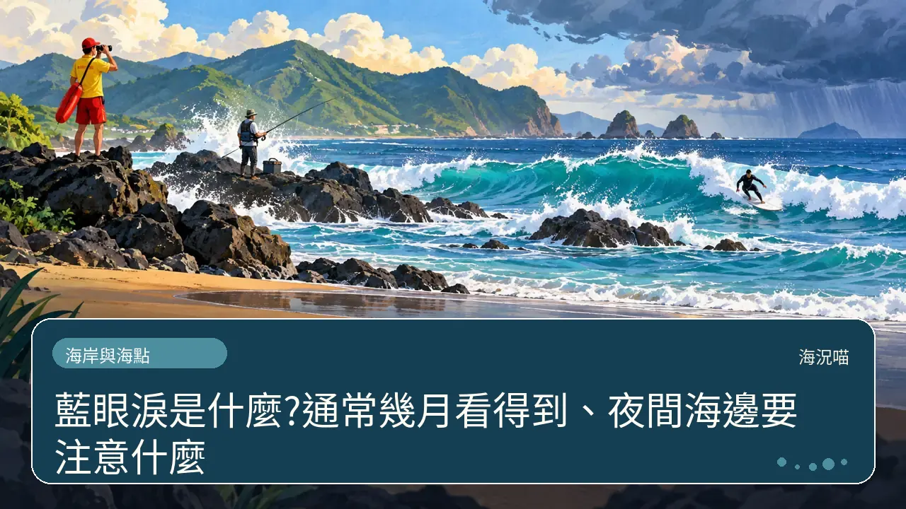 藍眼淚是什麼?通常幾月看得到、夜間海邊要注意什麼主題插畫