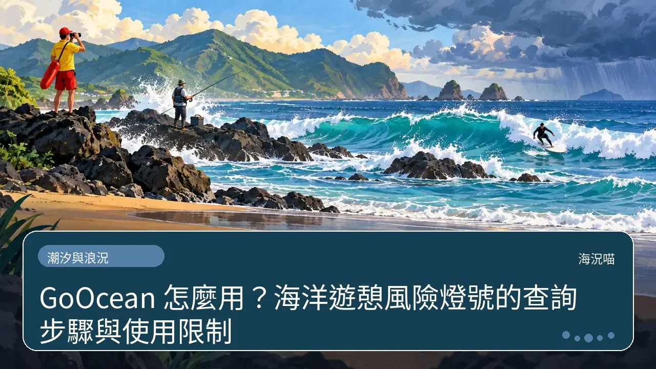 GoOcean 怎麼用？海洋遊憩風險燈號的查詢步驟與使用限制主題插畫