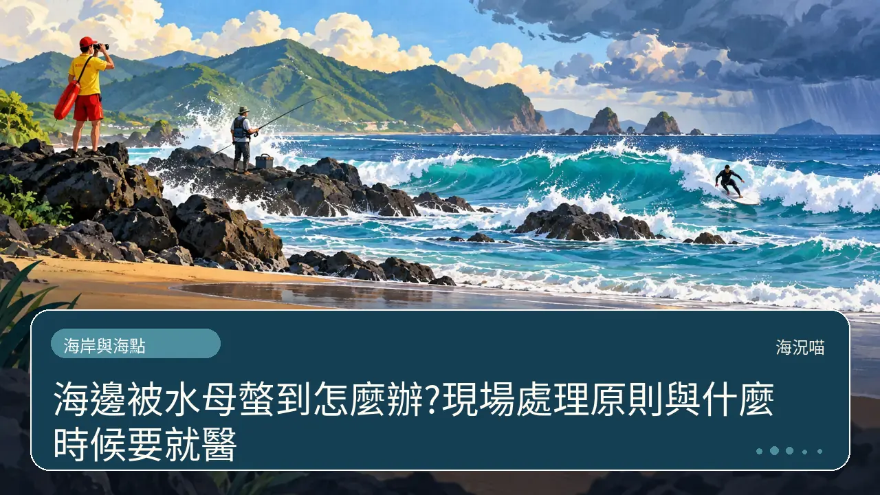 海邊被水母螫到怎麼辦?現場處理原則與什麼時候要就醫主題插畫