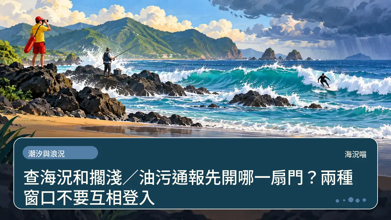 查海況和擱淺／油污通報先開哪一扇門？兩種窗口不要互相登入主題插畫