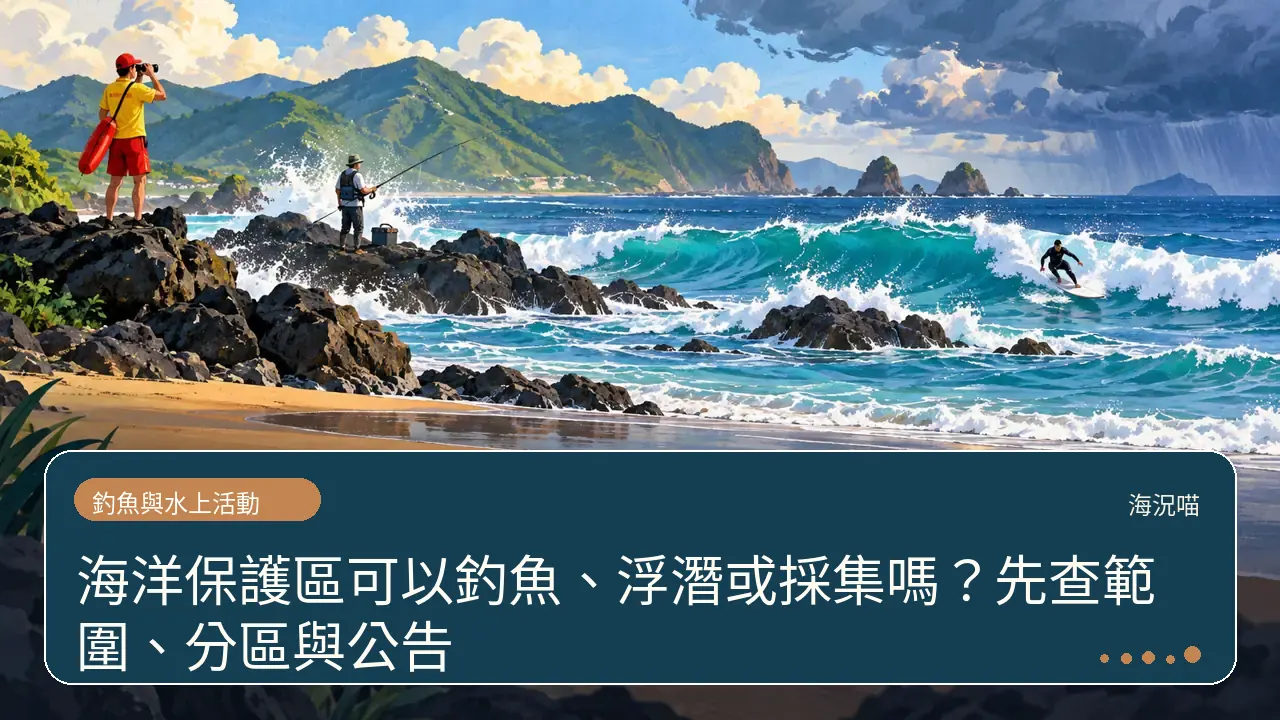 海洋保護區可以釣魚、浮潛或採集嗎?先查範圍、分區與公告主題插畫