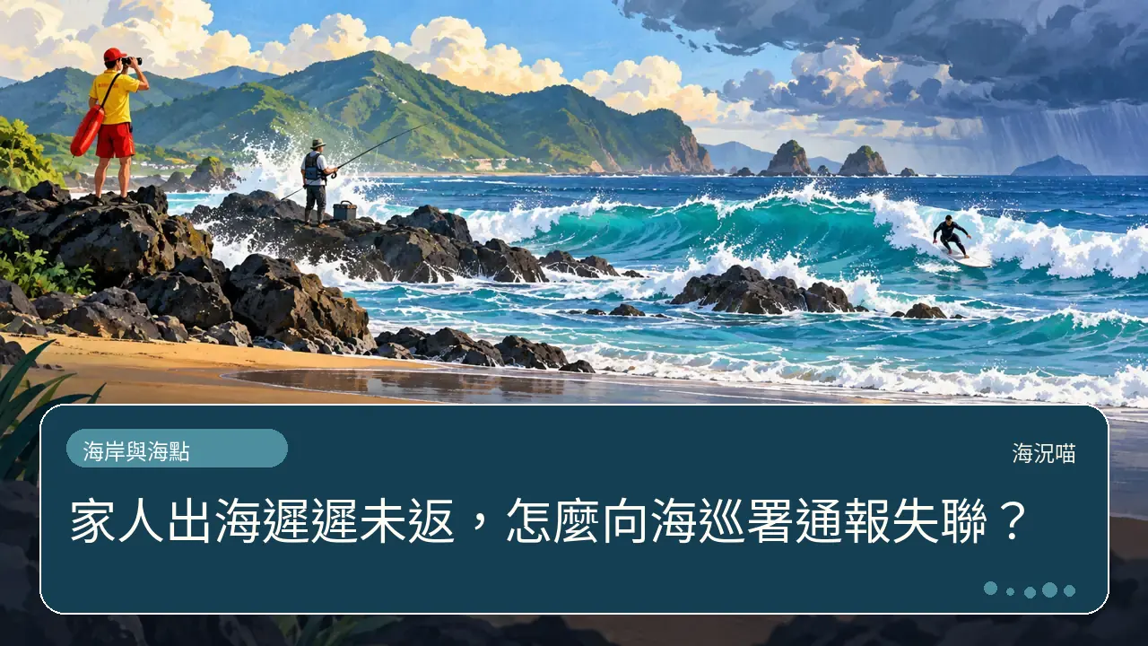 家人出海遲遲未返，怎麼向海巡署通報失聯？主題插畫
