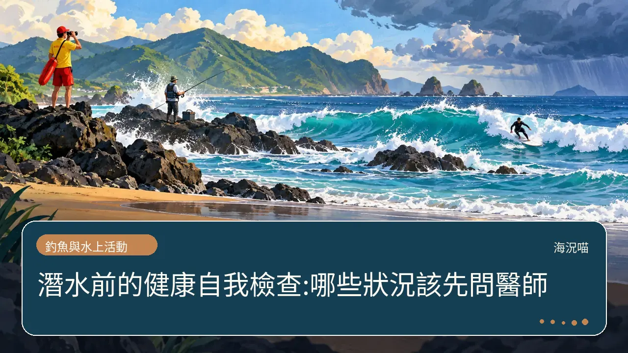 潛水前的健康自我檢查:哪些狀況該先問醫師主題插畫