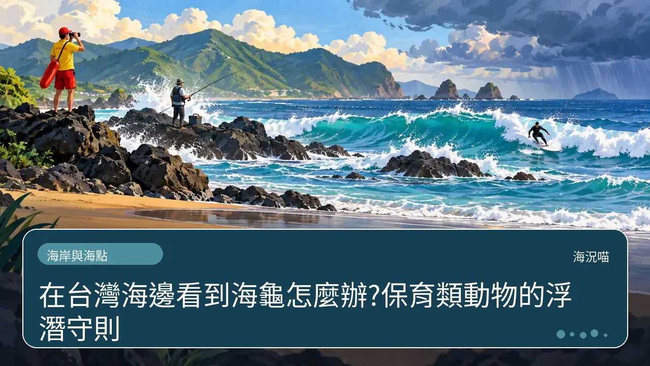 在台灣海邊看到海龜怎麼辦?保育類動物的浮潛守則主題插畫
