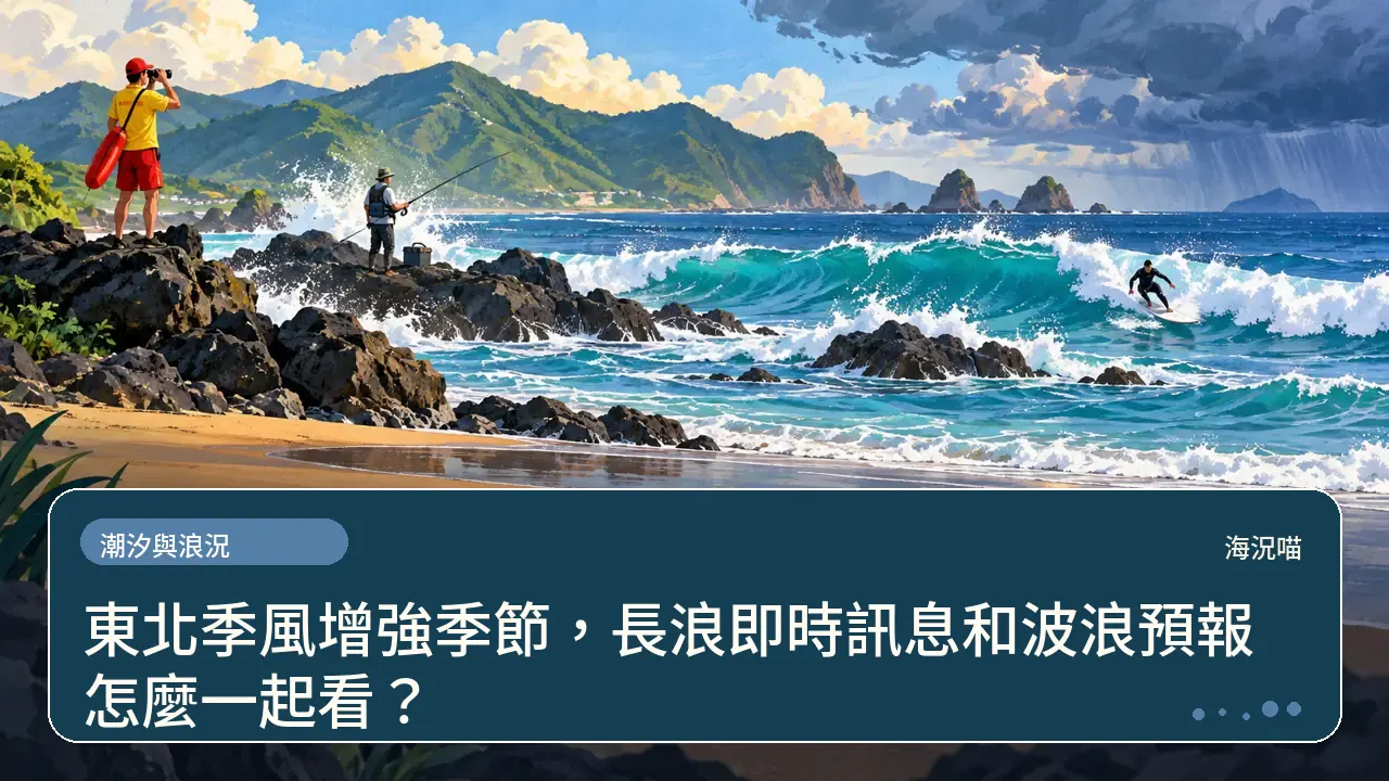 東北季風增強季節，長浪即時訊息和波浪預報怎麼一起看？主題插畫