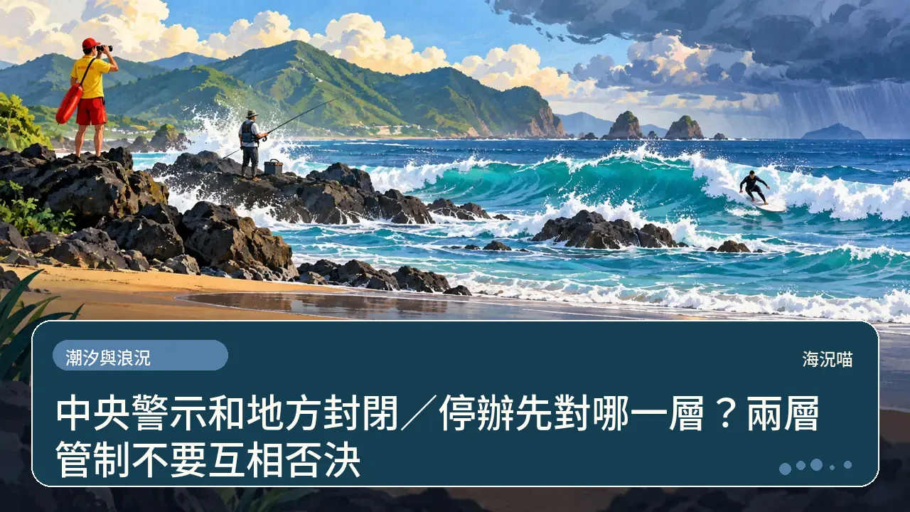 中央警示和地方封閉／停辦先對哪一層？兩層管制不要互相否決主題插畫