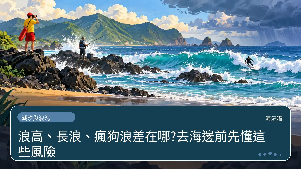 浪高、長浪、瘋狗浪差在哪?去海邊前先懂這些風險主題插畫