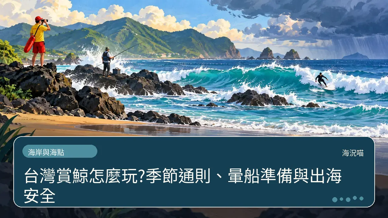 台灣賞鯨怎麼玩?季節通則、暈船準備與出海安全主題插畫